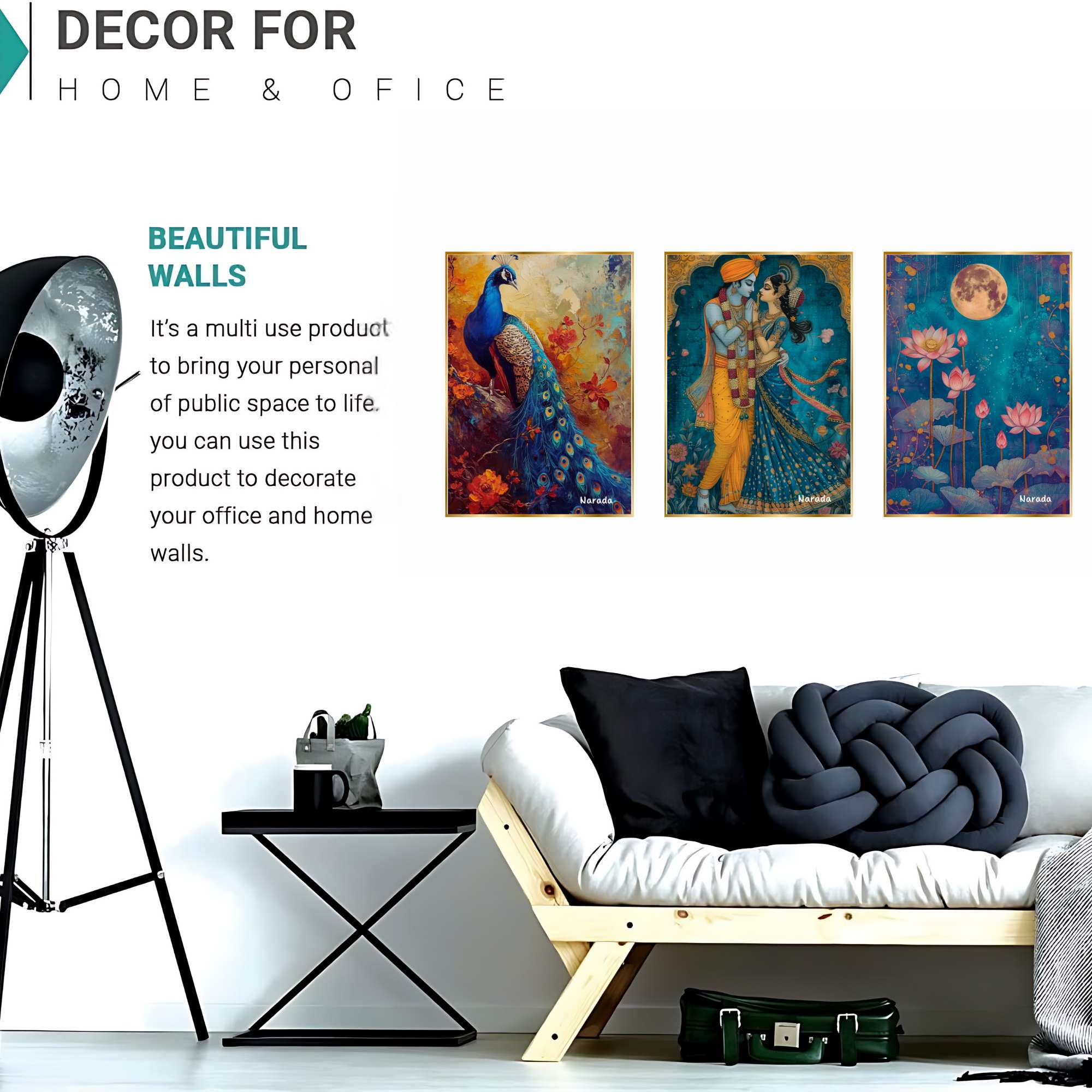 Set of Three Wall Paintings for Wall Dacoration Golden Framed Wall Paintings for Living Room & Bedroom Wall Art for Home Decoration & Office Wall Décor (24x18 inch CH-GD3-12) - Image 4